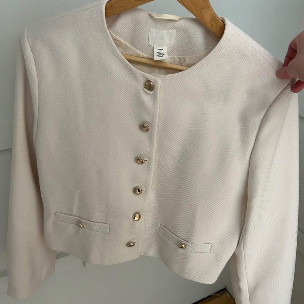 Elegant Cream Jacket with Gold Accents